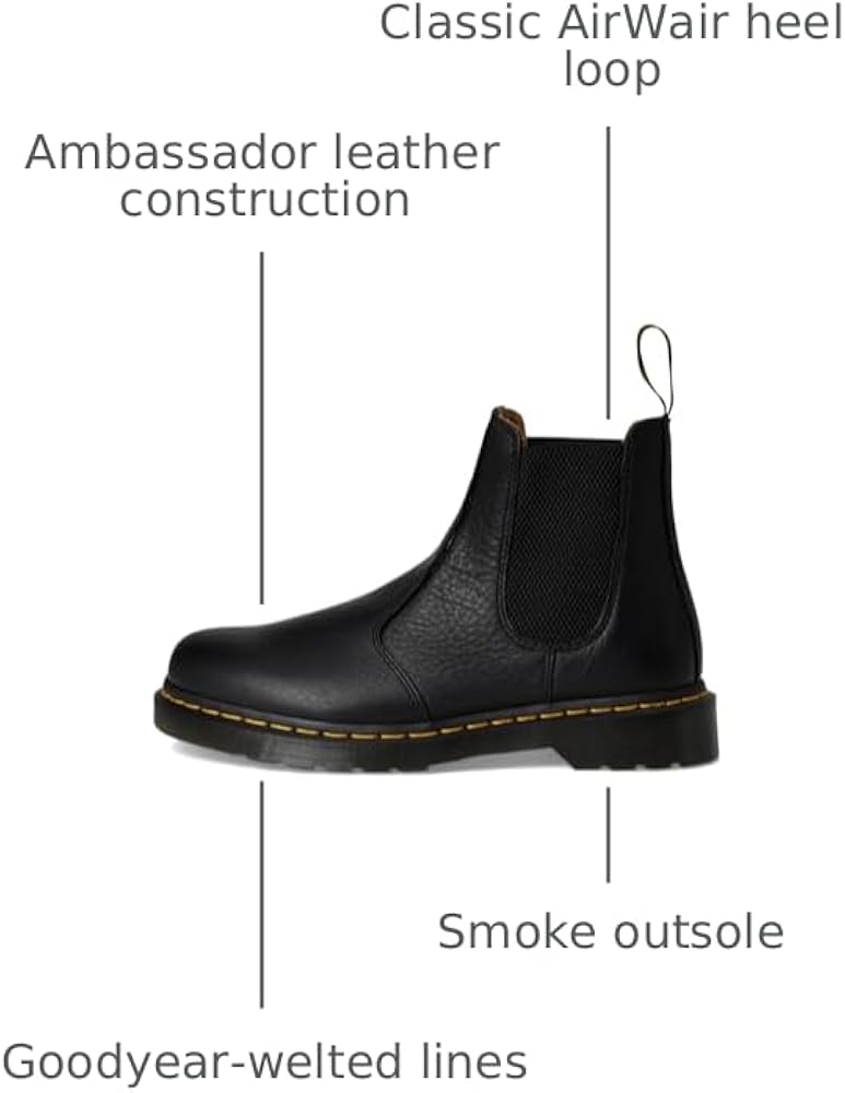 ブラック 2976 Ambassador ブーツ Amazon.com | Dr. Martens, Unisex, 2976 Leather Chelsea Boots